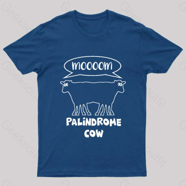 Palindrome Cow Geek T-Shirt Navy / S