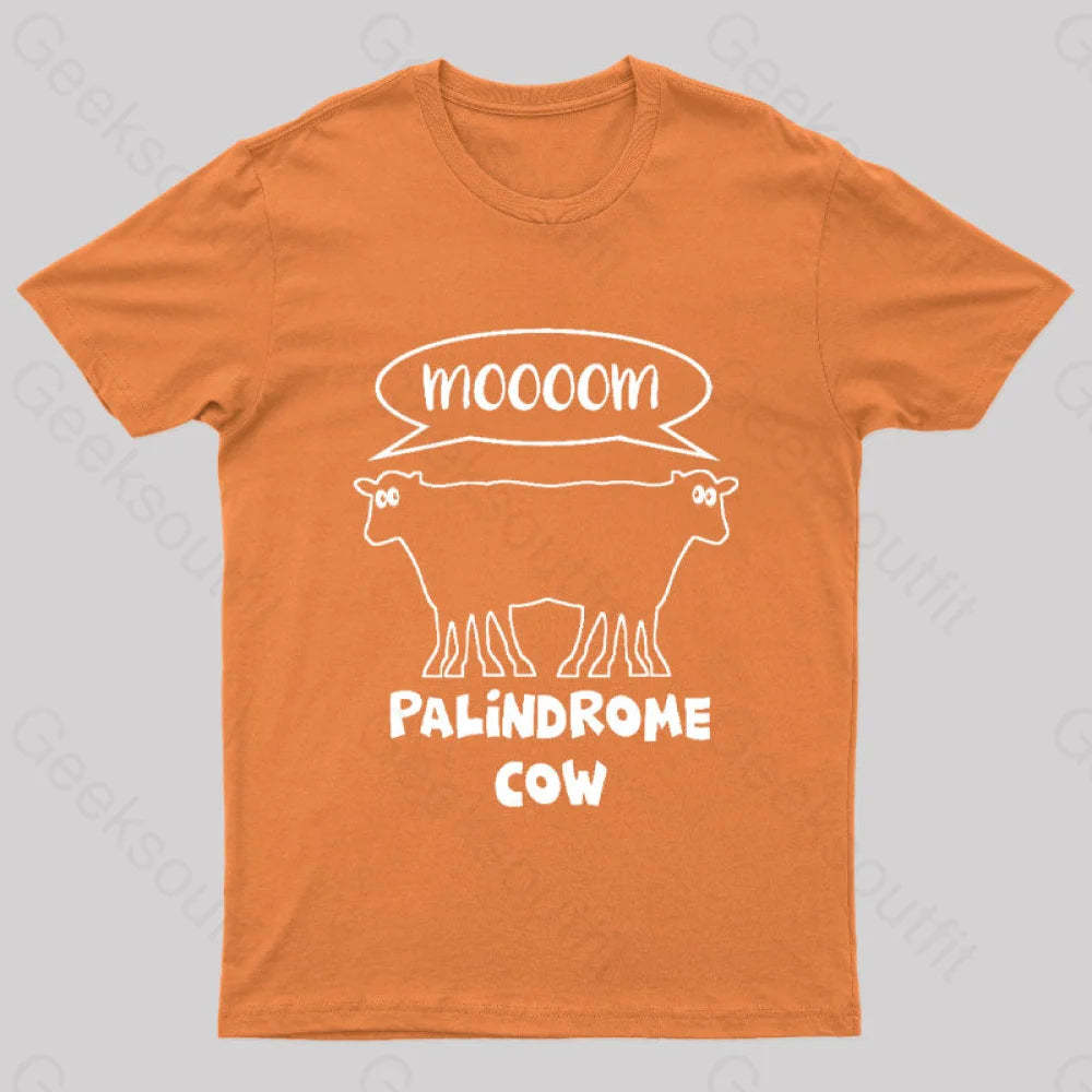 Palindrome Cow Geek T-Shirt Orange / S