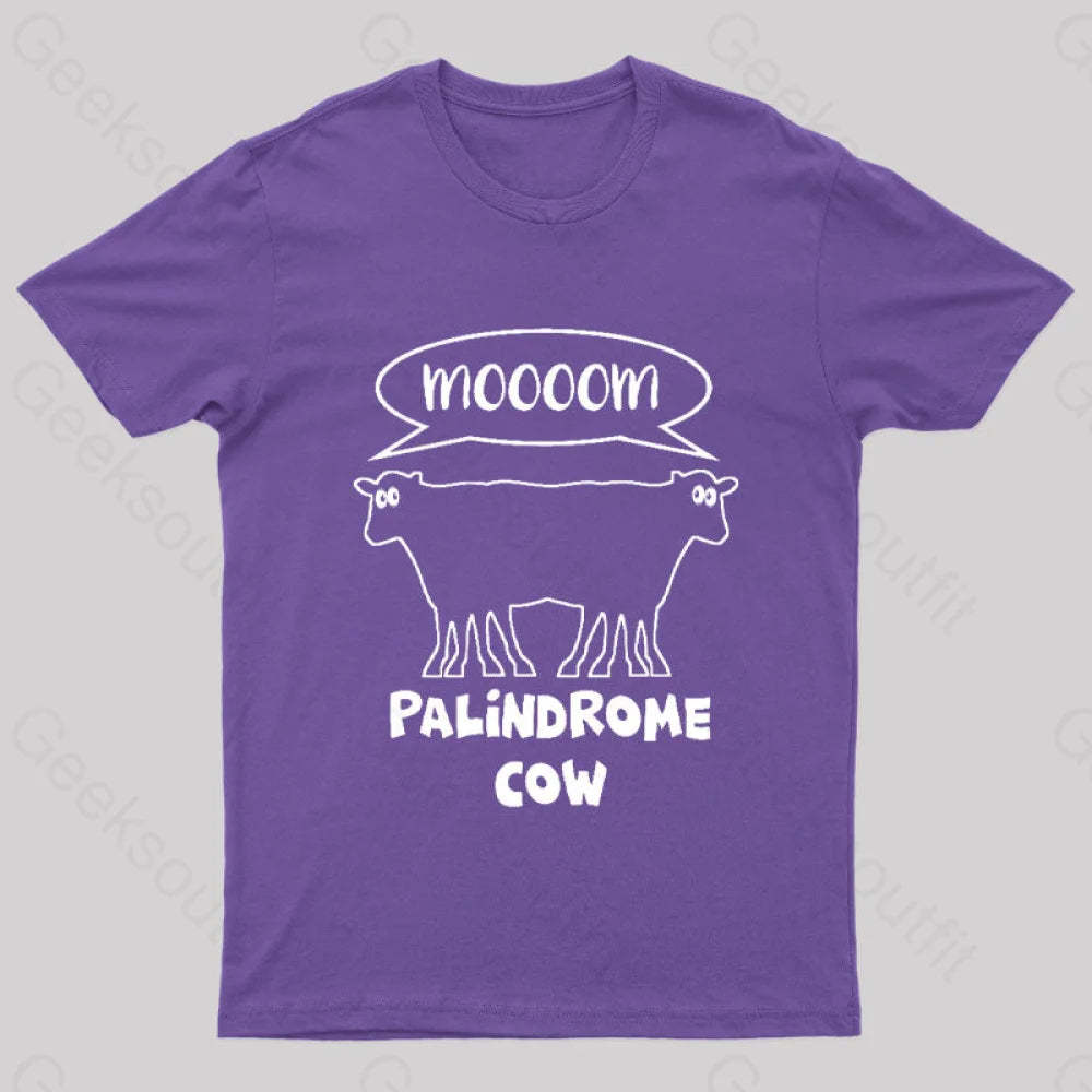 Palindrome Cow Geek T-Shirt Purple / S
