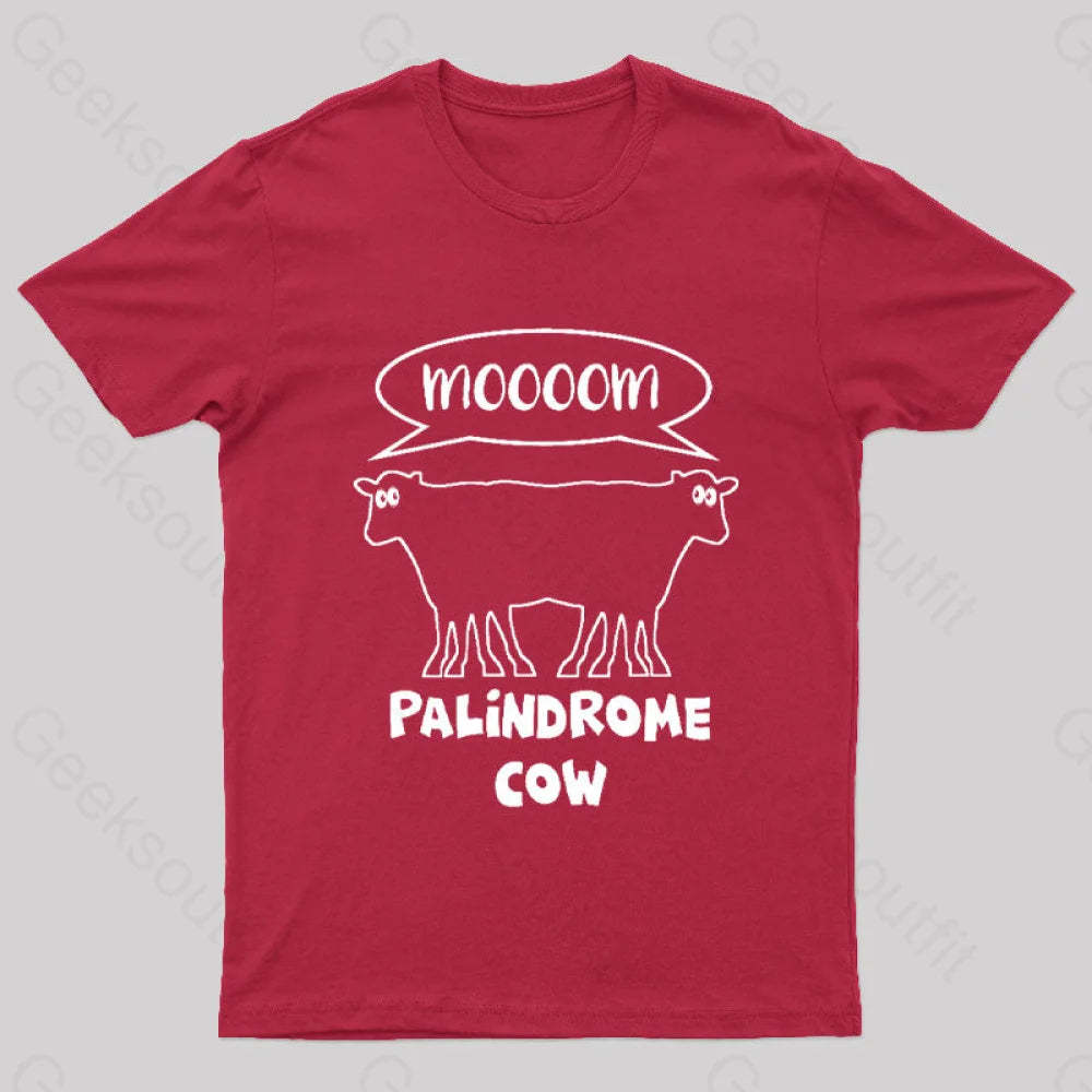 Palindrome Cow Geek T-Shirt Red / S