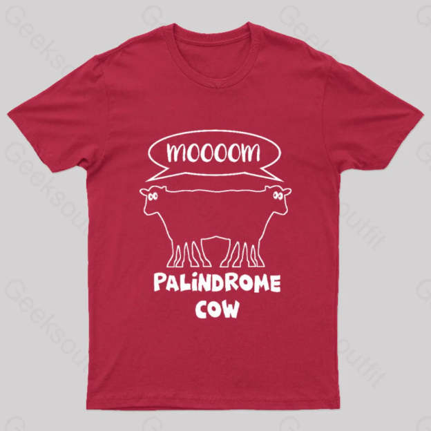 Palindrome Cow Geek T-Shirt Red / S
