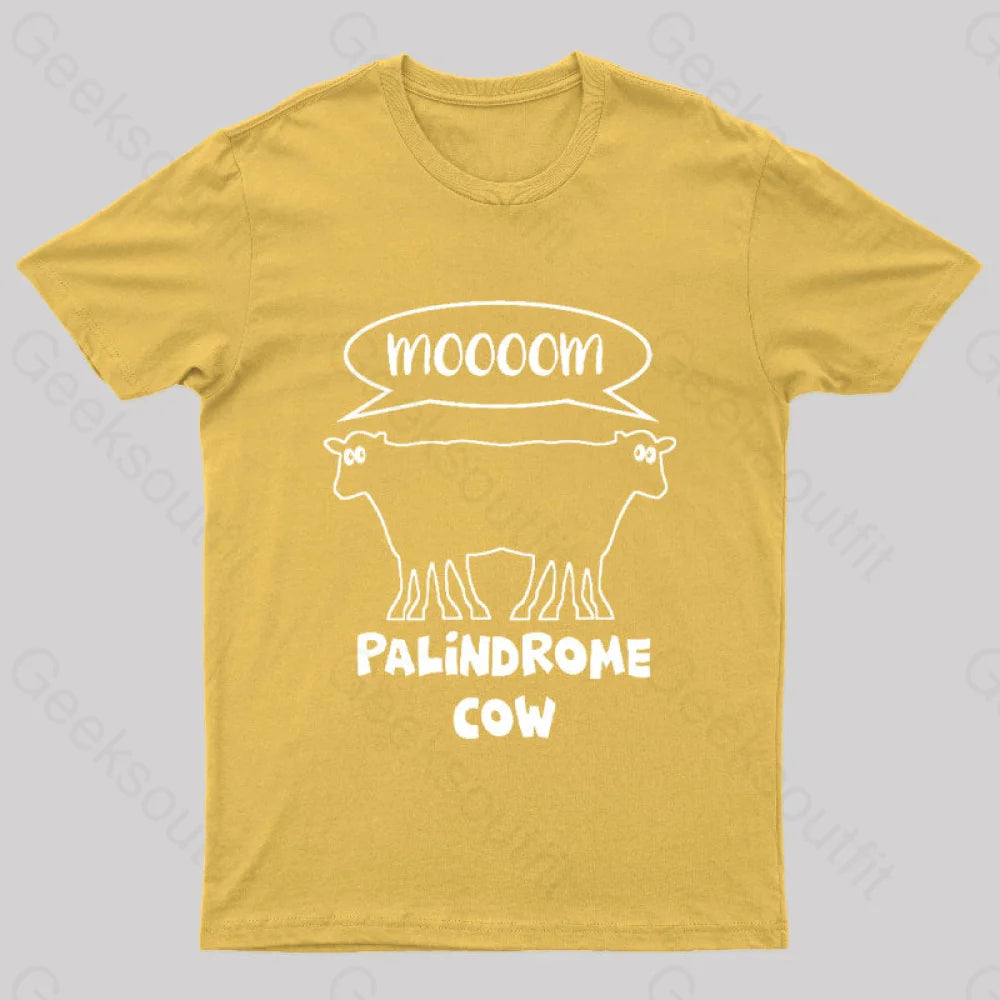 Palindrome Cow Geek T-Shirt Yellow / S
