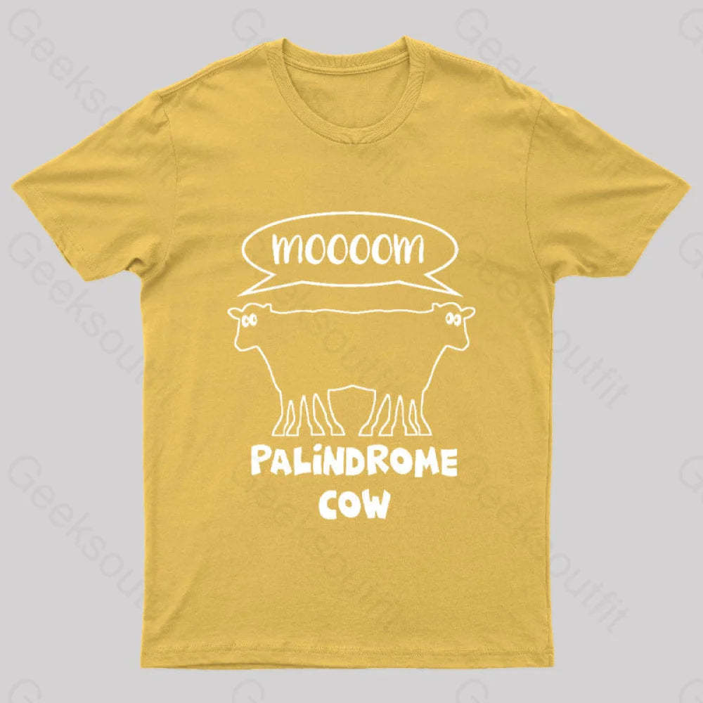 Palindrome Cow Geek T-Shirt Yellow / S