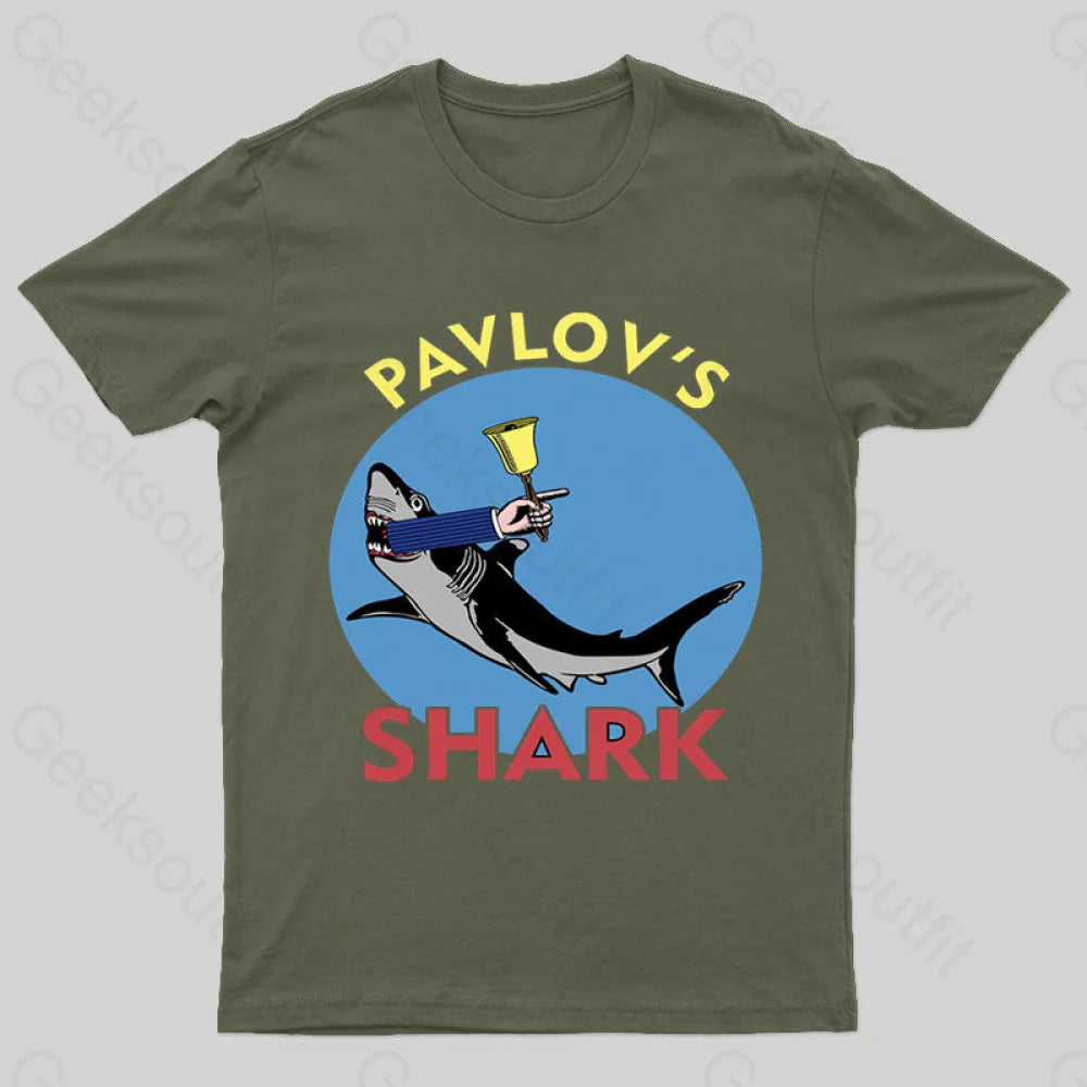 Pavlov’s Shark Nerd T-Shirt Army Green / S