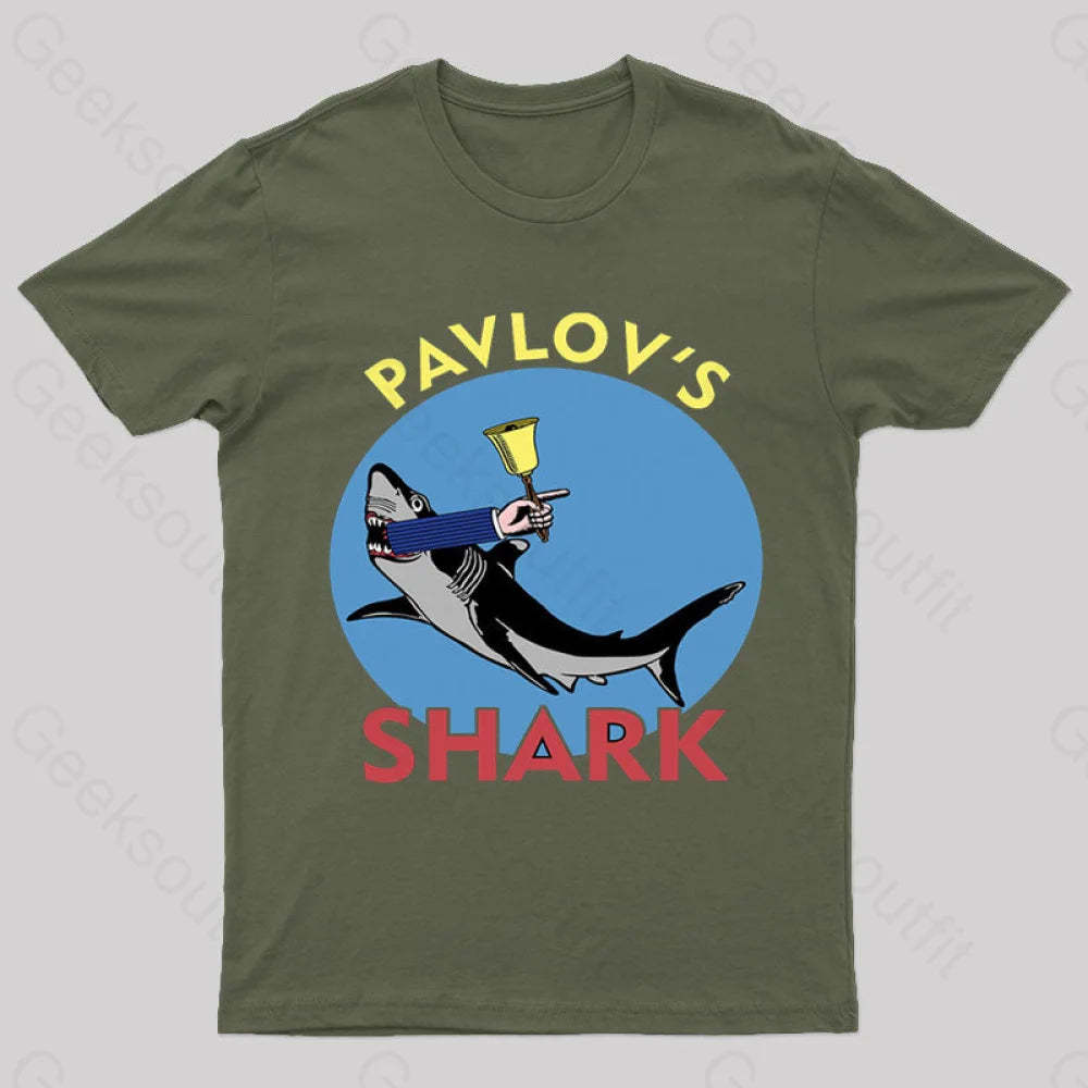 Pavlov’s Shark Nerd T-Shirt Army Green / S