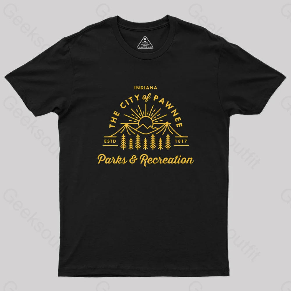 Pawnee Parks & Recreation Geek T-Shirt Black / S