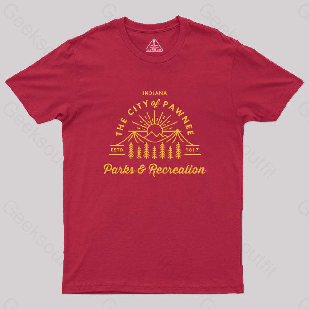 Pawnee Parks & Recreation Geek T-Shirt Red / S