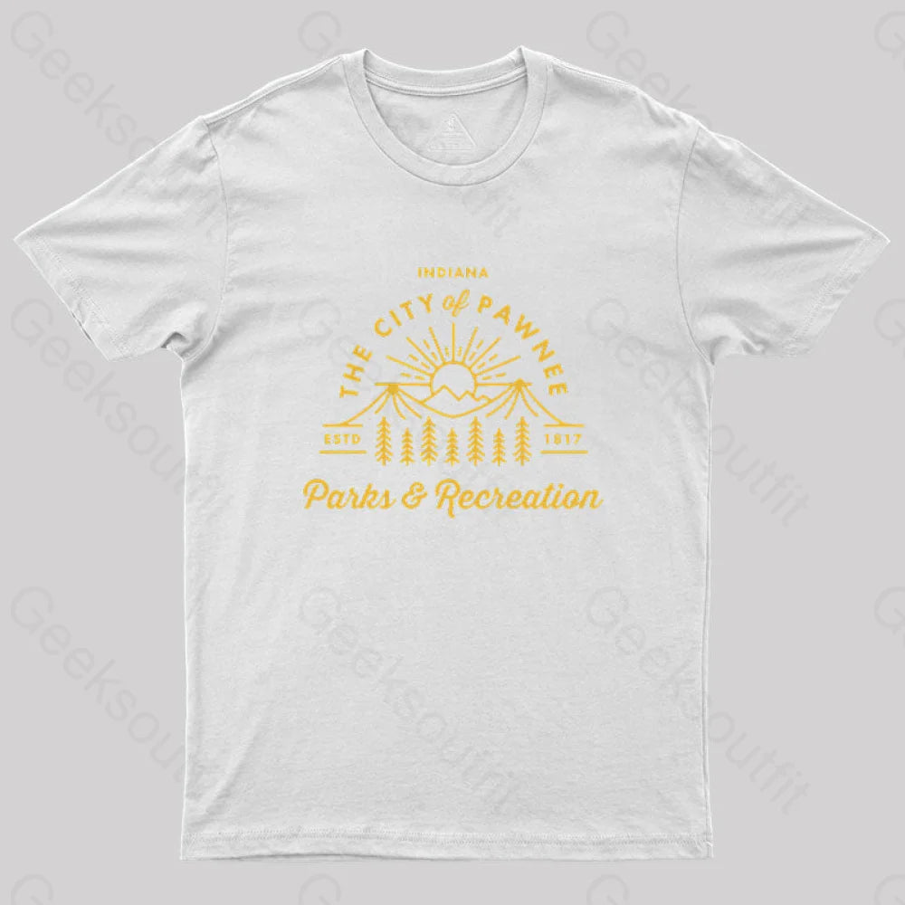 Pawnee Parks & Recreation Geek T-Shirt White / S