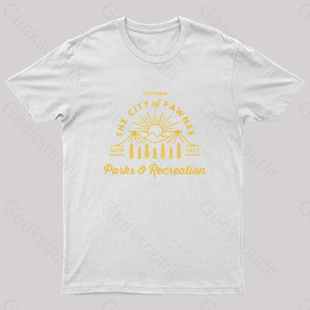 Pawnee Parks & Recreation Geek T-Shirt White / S