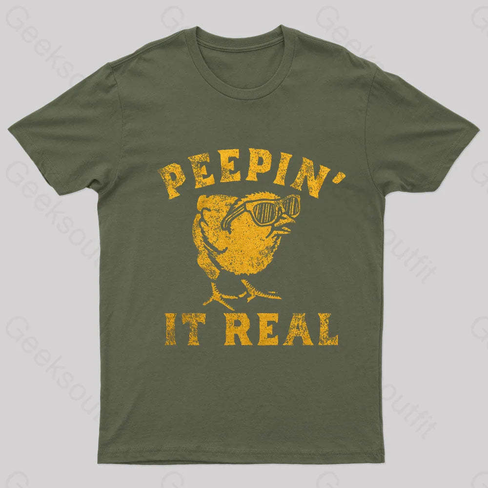 Peepin It Real Nerd T-Shirt Army Green / S