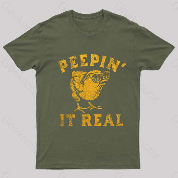 Peepin It Real Nerd T-Shirt Army Green / S