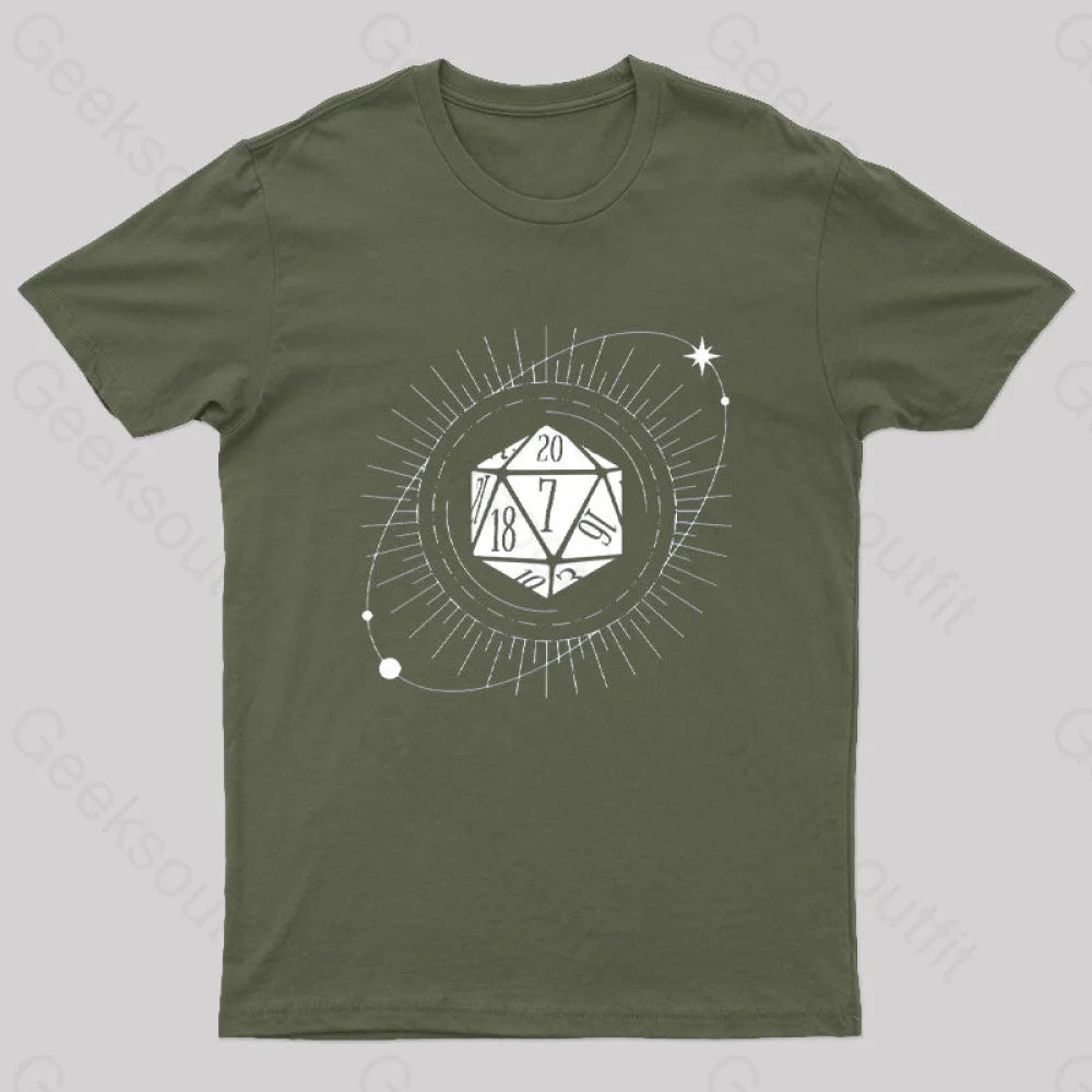 Pen And Paper Space Dice T-Shirt Army Green / S