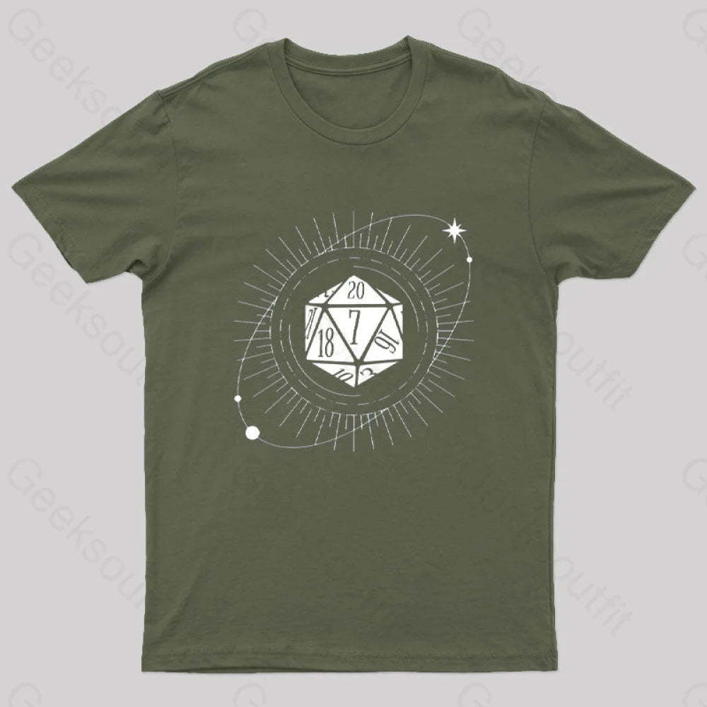 Pen And Paper Space Dice T-Shirt Army Green / S