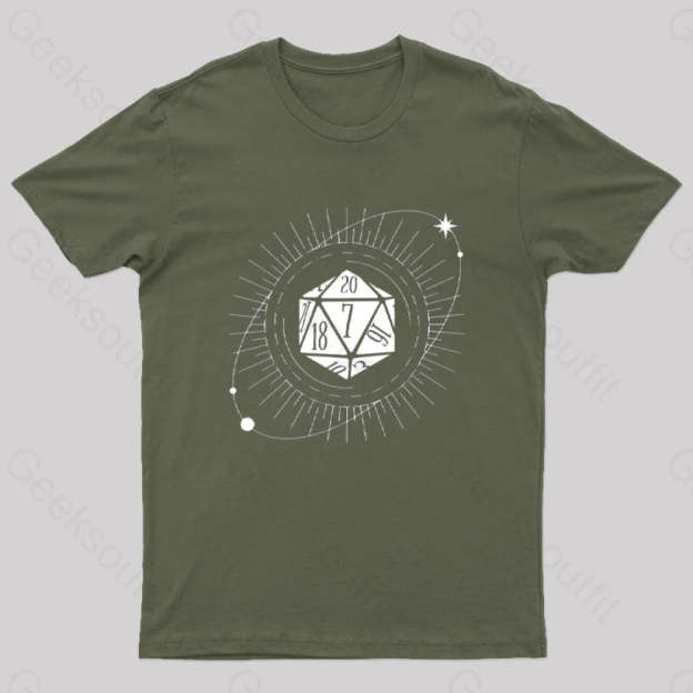 Pen And Paper Space Dice T-Shirt Army Green / S