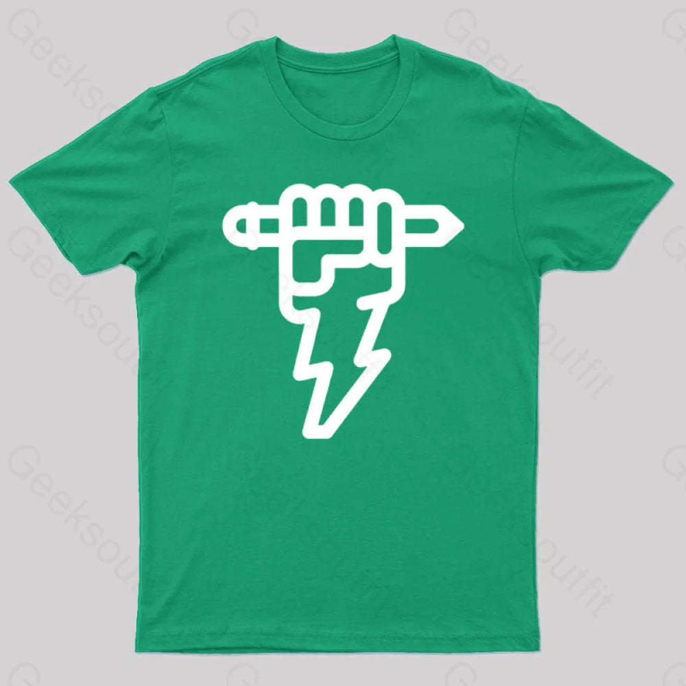 Pencil Lightning Geek T-Shirt Green / S