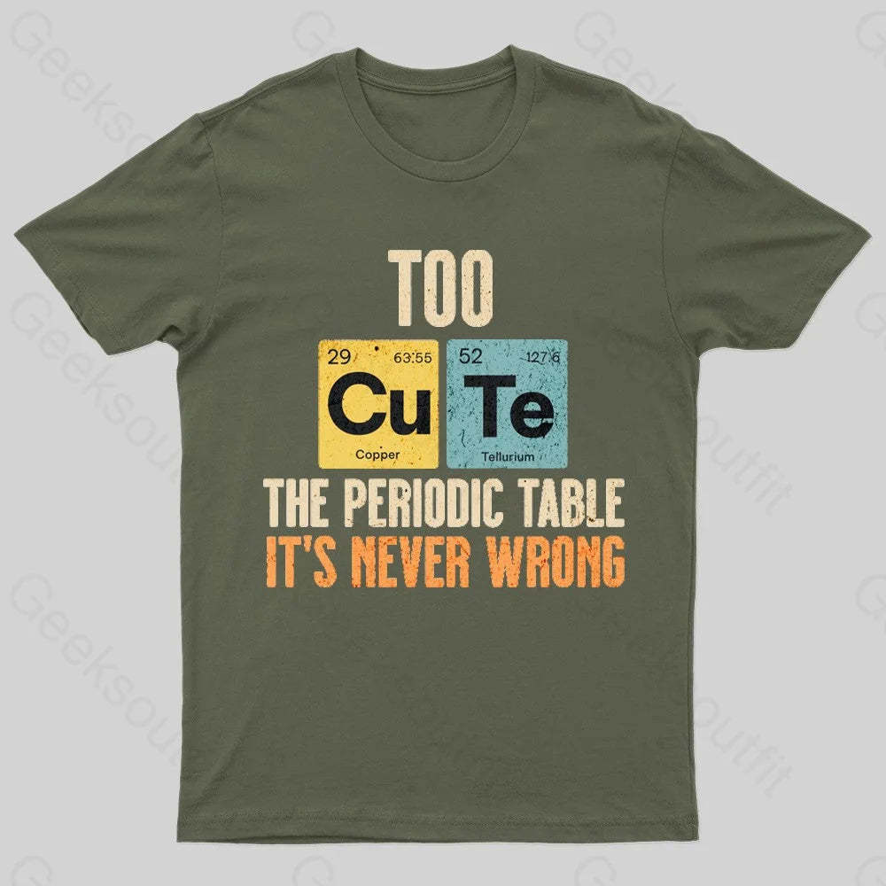 Periodic Table Cute Nerd T-Shirt Army Green / S