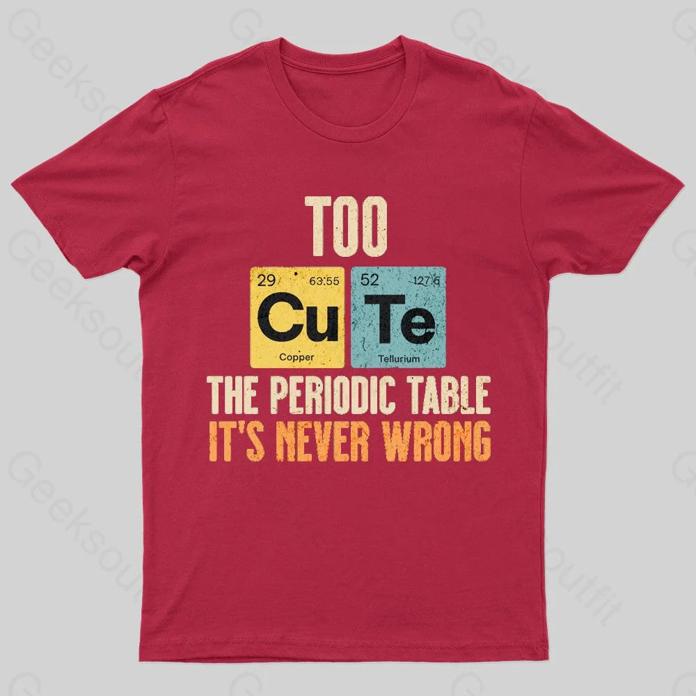 Periodic Table Cute Nerd T-Shirt Red / S