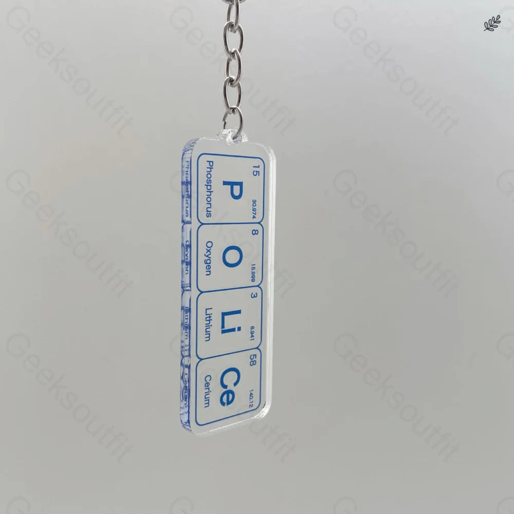 Periodic Table Of The Chemical Elements Keychain Police