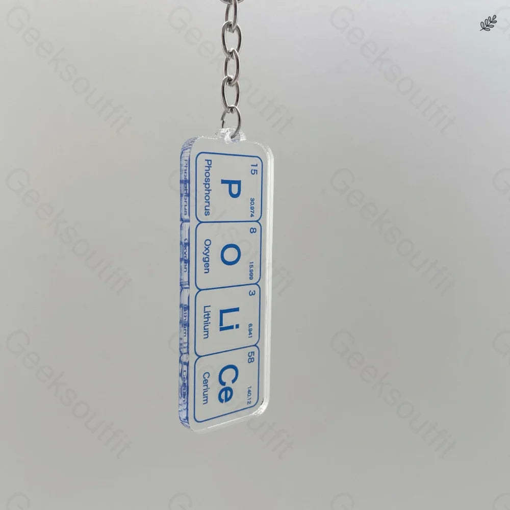 Periodic Table Of The Chemical Elements Keychain Police