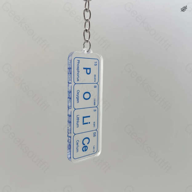 Periodic Table Of The Chemical Elements Keychain Police
