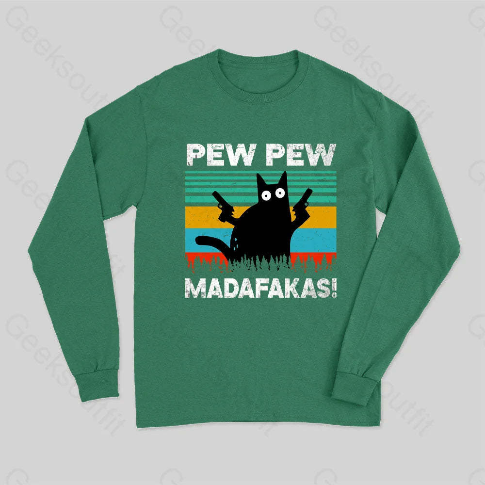 Pew Madafakas Long Sleeve T-Shirt Green / S