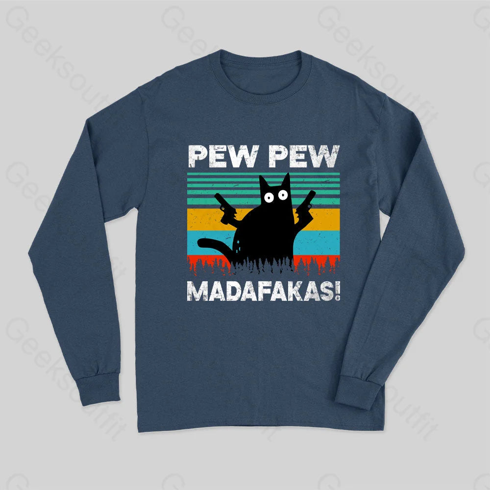 Pew Madafakas Long Sleeve T-Shirt Navy / S