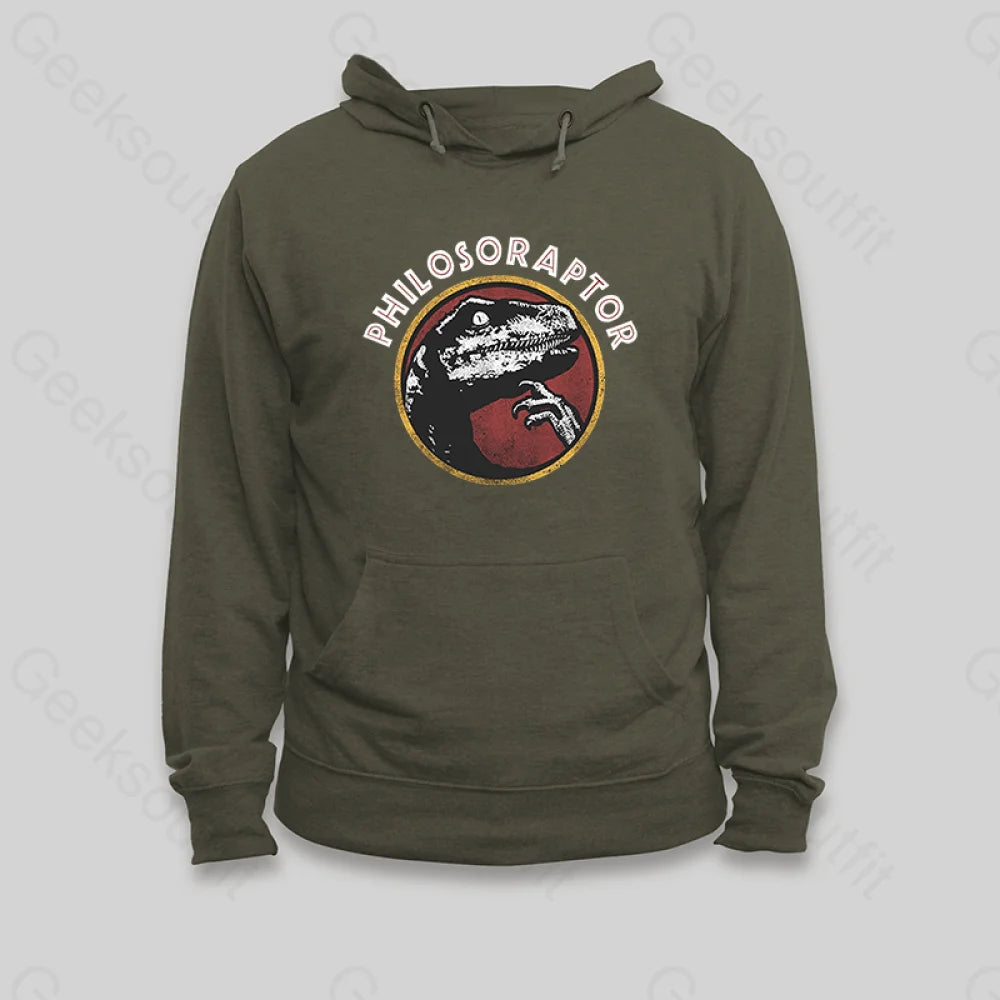 Philosoraptor Hoodie Army Green / S