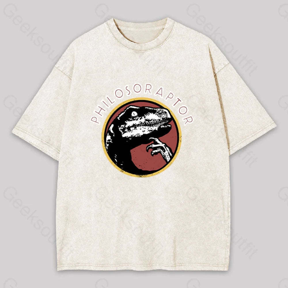 Philosoraptor Washed T-Shirt Apricot / S