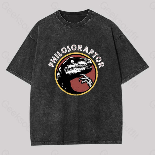 Philosoraptor Washed T-Shirt Black / S