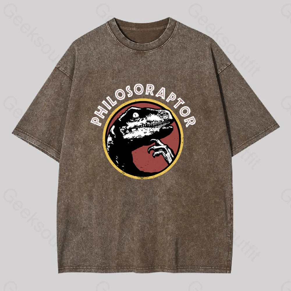 Philosoraptor Washed T-Shirt Coffee / S