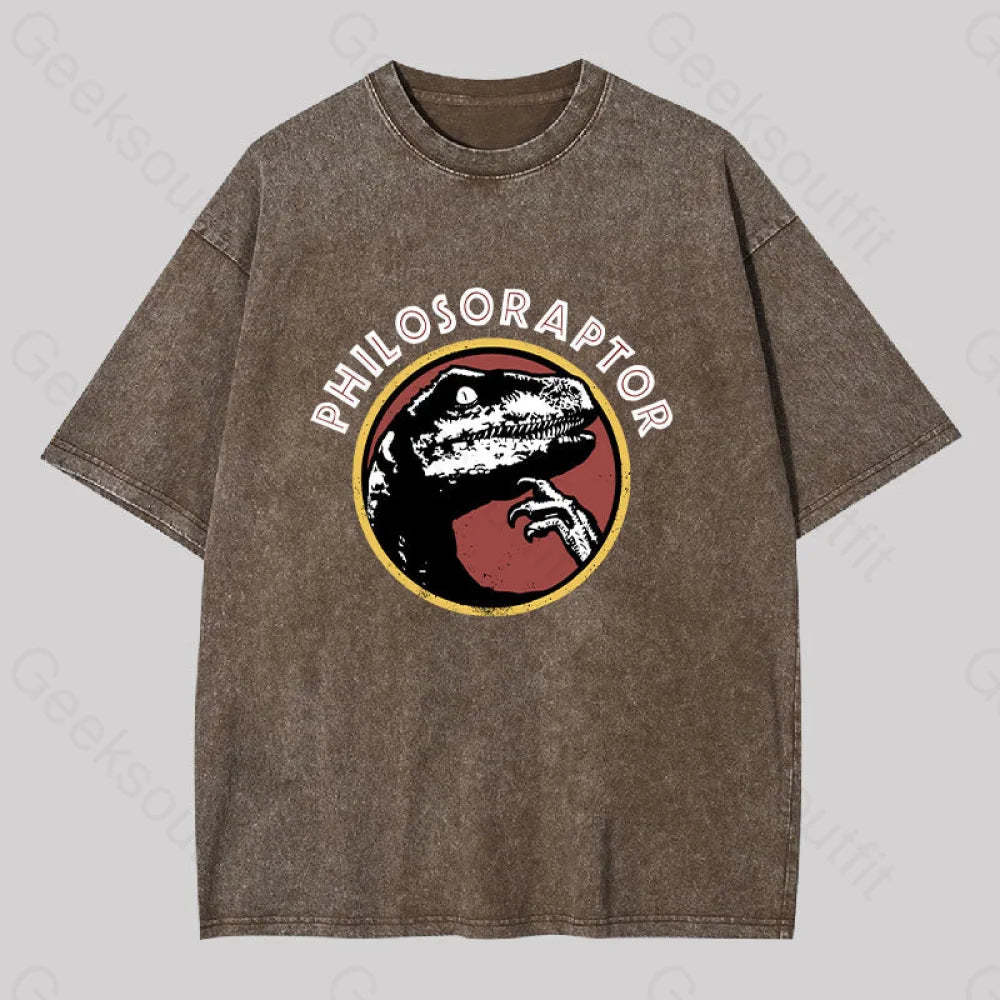 Philosoraptor Washed T-Shirt Coffee / S