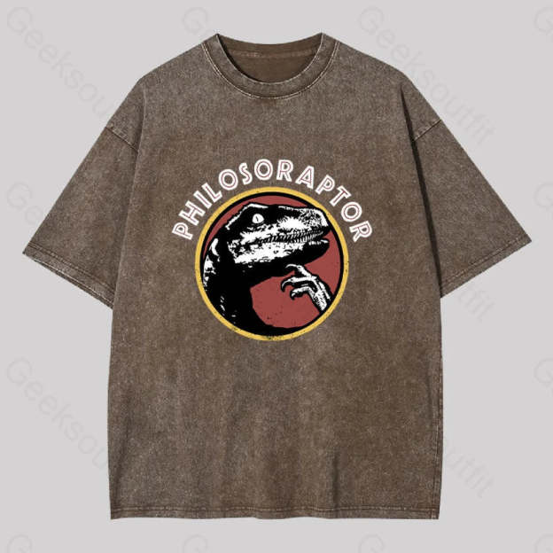 Philosoraptor Washed T-Shirt Coffee / S