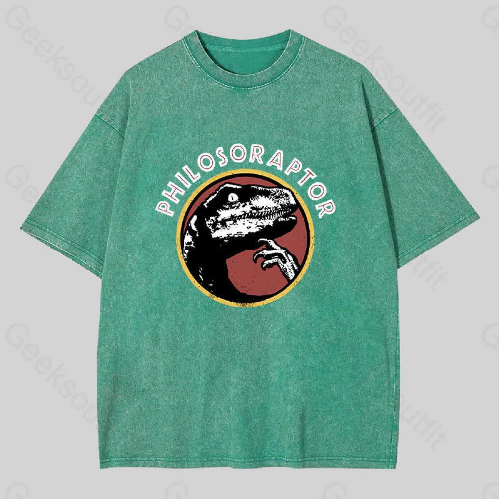 Philosoraptor Washed T-Shirt Grass Green / S