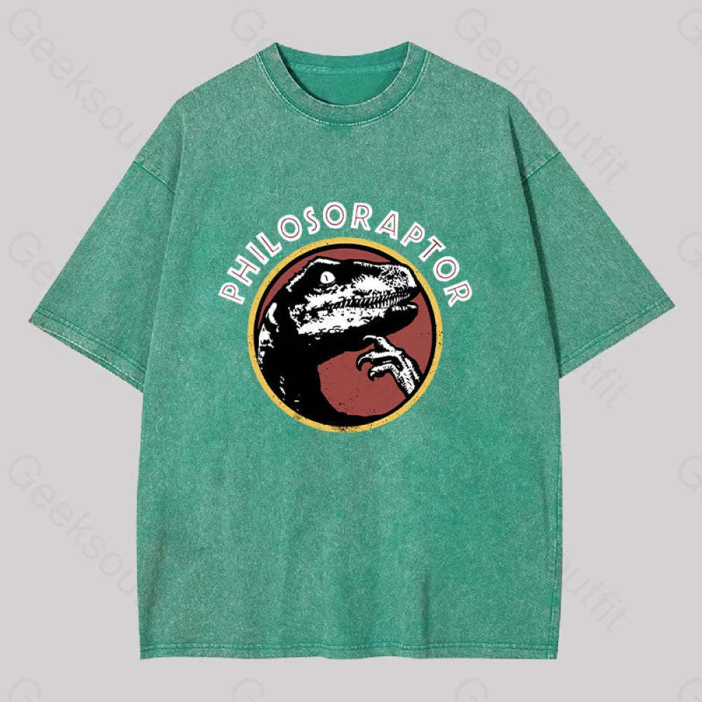 Philosoraptor Washed T-Shirt Grass Green / S