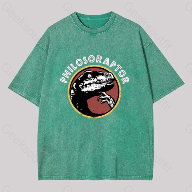 Philosoraptor Washed T-Shirt Grass Green / S