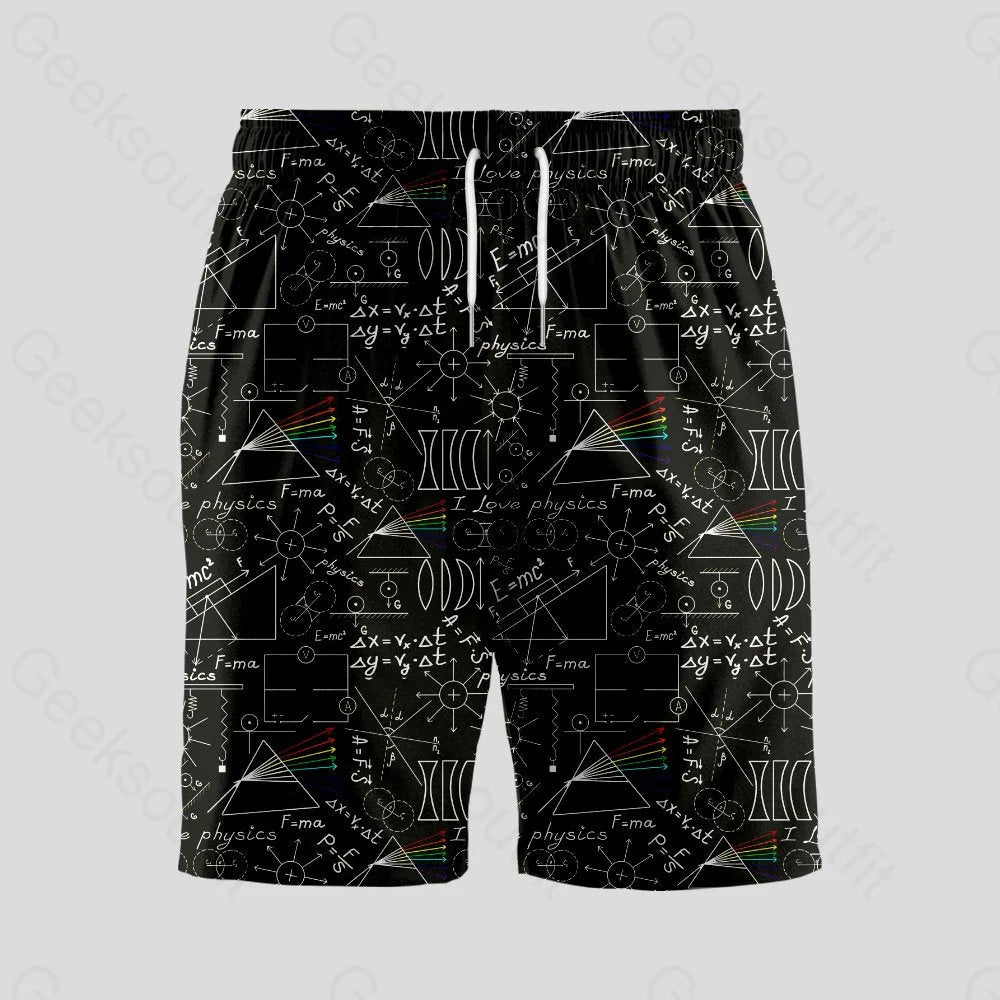Physics Notebook Geeky Drawstring Shorts - Geeksoutfit