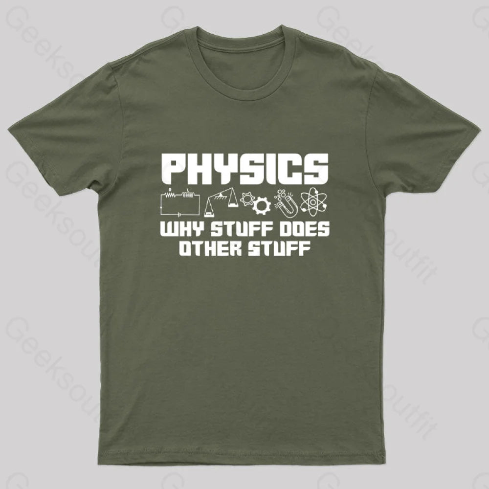 Physics Why Stuff Does Other Geek T-Shirt Army Green / S