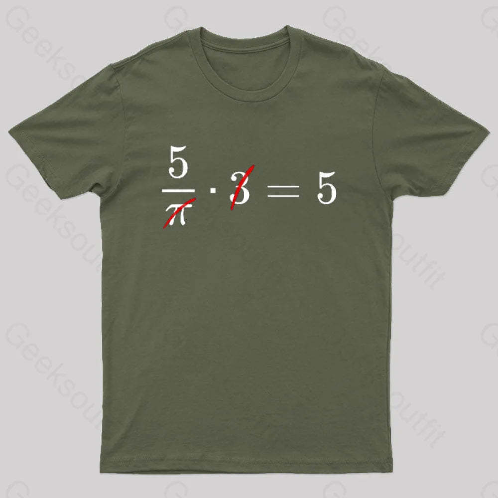 Pi Cancels Out Nerd T-Shirt Army Green / S