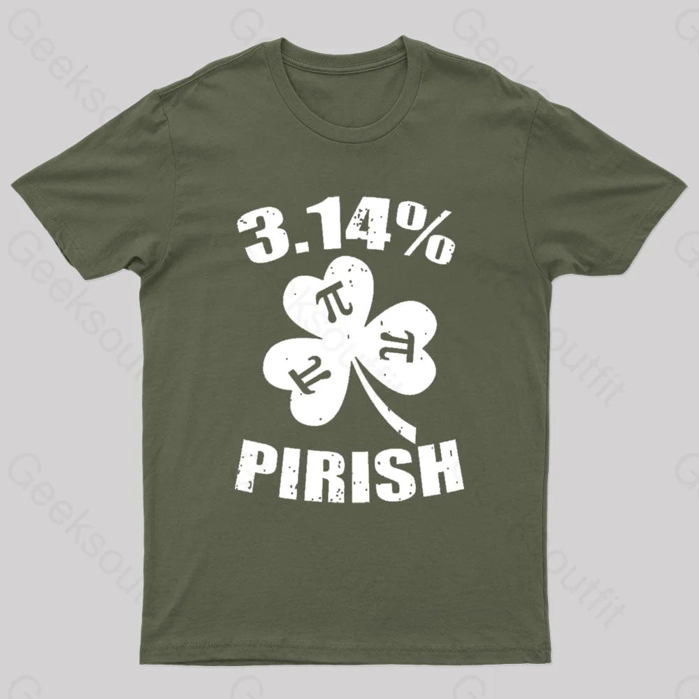 Pi Day St. Patrick’s 3.14 Irish Nerd T-Shirt Army Green / S