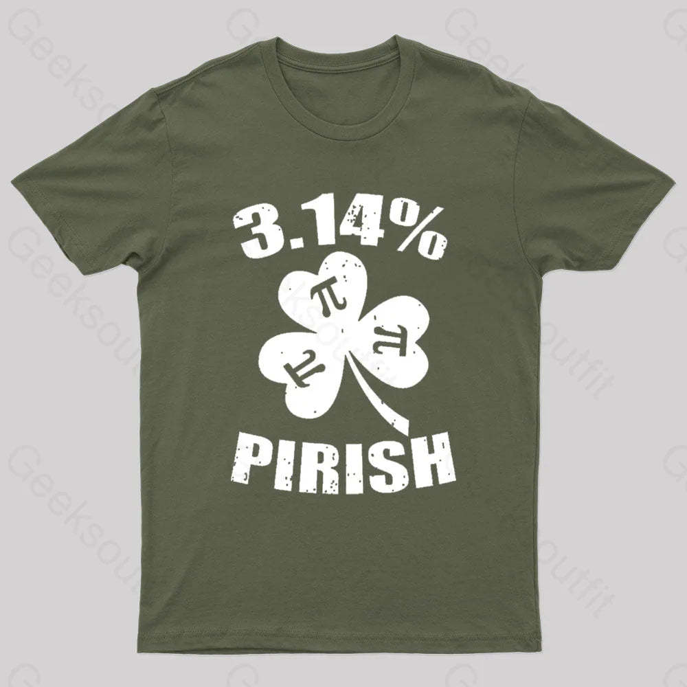 Pi Day St. Patrick’s 3.14 Irish Nerd T-Shirt Army Green / S