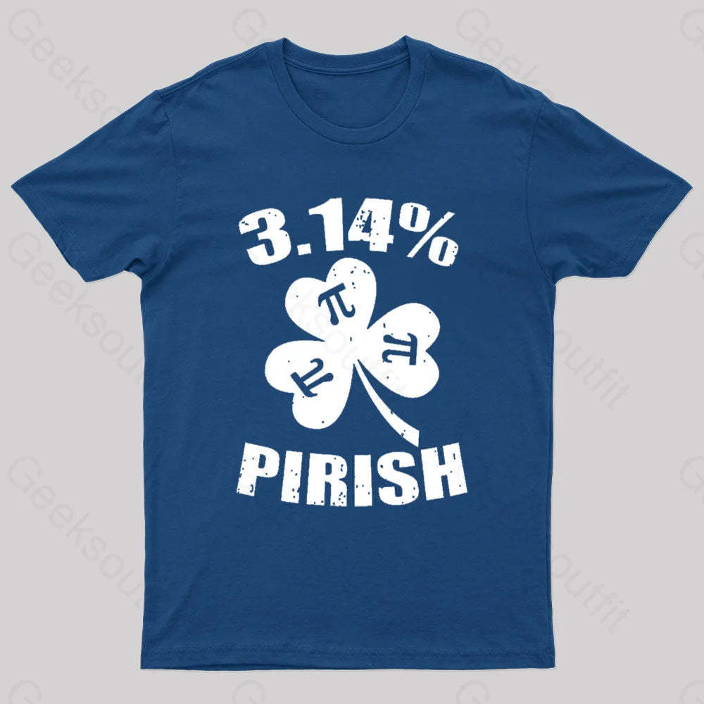 Pi Day St. Patrick’s 3.14 Irish Nerd T-Shirt Navy / S