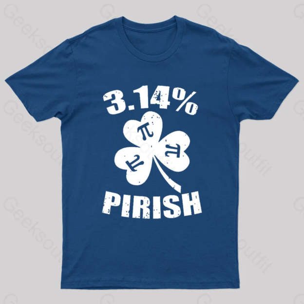 Pi Day St. Patrick’s 3.14 Irish Nerd T-Shirt Navy / S