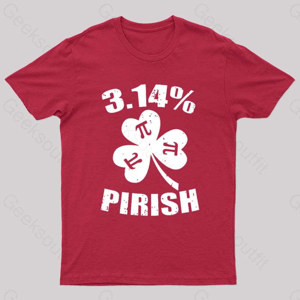 Pi Day St. Patrick’s 3.14 Irish Nerd T-Shirt Red / S