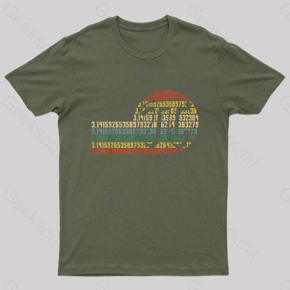 Pi Math Science 3.14 Day Vintage Retro Nerd T-Shirt Army Green / S