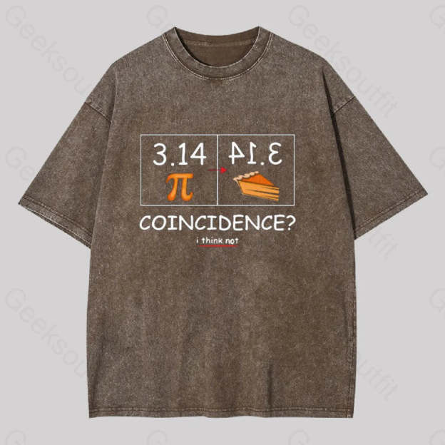 Pi Pie Math Professor Geek Washed T-Shirt Coffee / S