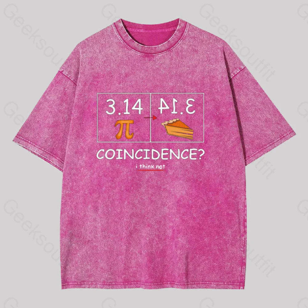 Pi Pie Math Professor Geek Washed T-Shirt Rose Red / S
