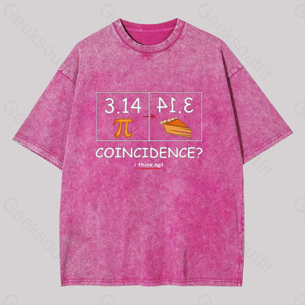 Pi Pie Math Professor Geek Washed T-Shirt Rose Red / S