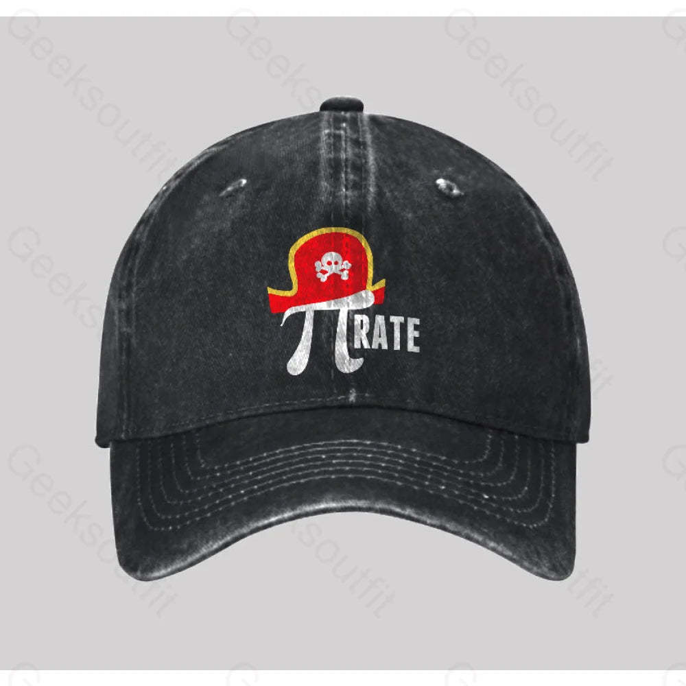 Pi Rate Washed Vintage Baseball Cap Black