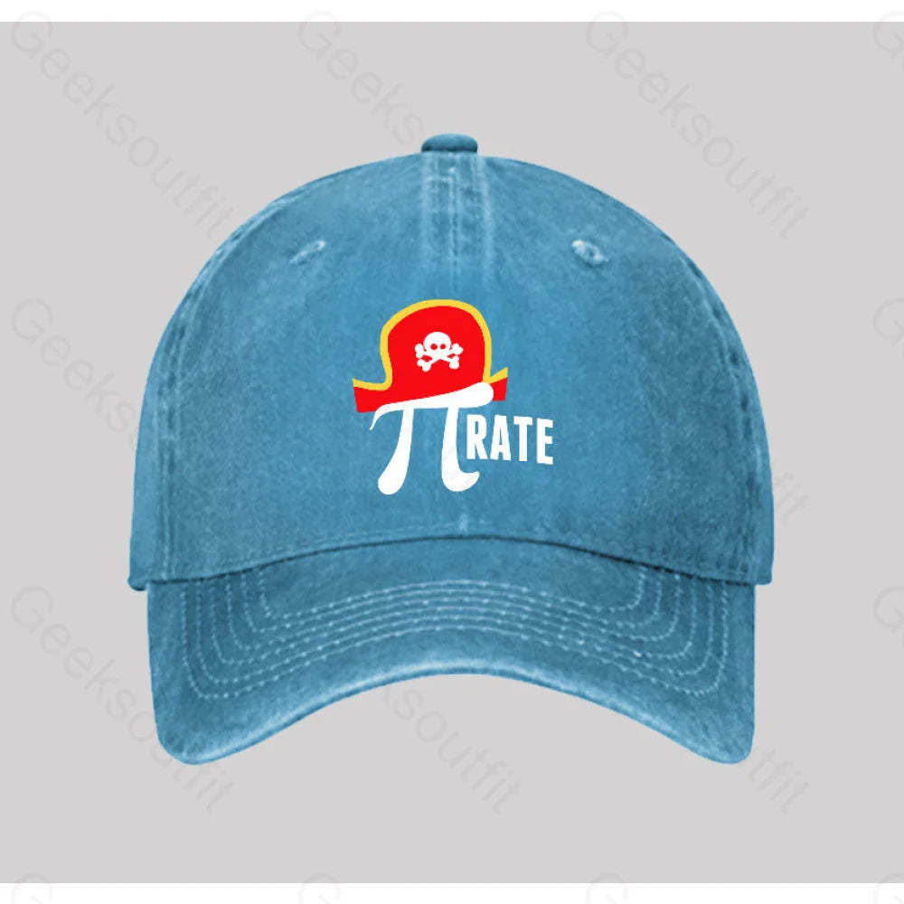 Pi Rate Washed Vintage Baseball Cap Blue