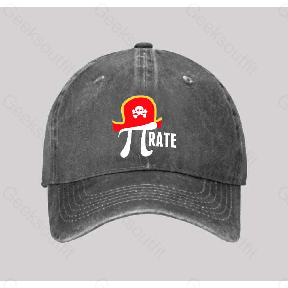 Pi Rate Washed Vintage Baseball Cap Grey